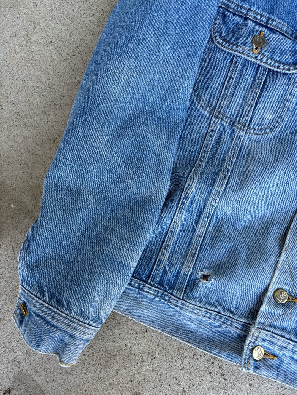 Vintage 80s/90s Lee Storm Rider Blanket Lined Denim Jacket Sz 44 - Picture 5 of 10